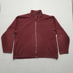 Antigua Jacket Womens XL Red Pockets Zip Outdoor Fleece Mock‎ Neck
